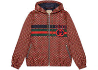 Gucci Geometric Houndstooth Canvas Jacket Blue/Red/Green