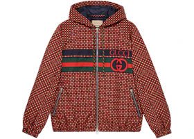 Gucci Geometric Houndstooth Canvas Jacket Blue/Red/Green