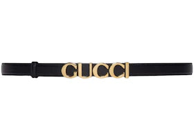 Gucci Buckle Thin Belt Black - vue 360