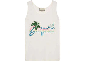 Gucci Hawaii Print Tank Top White