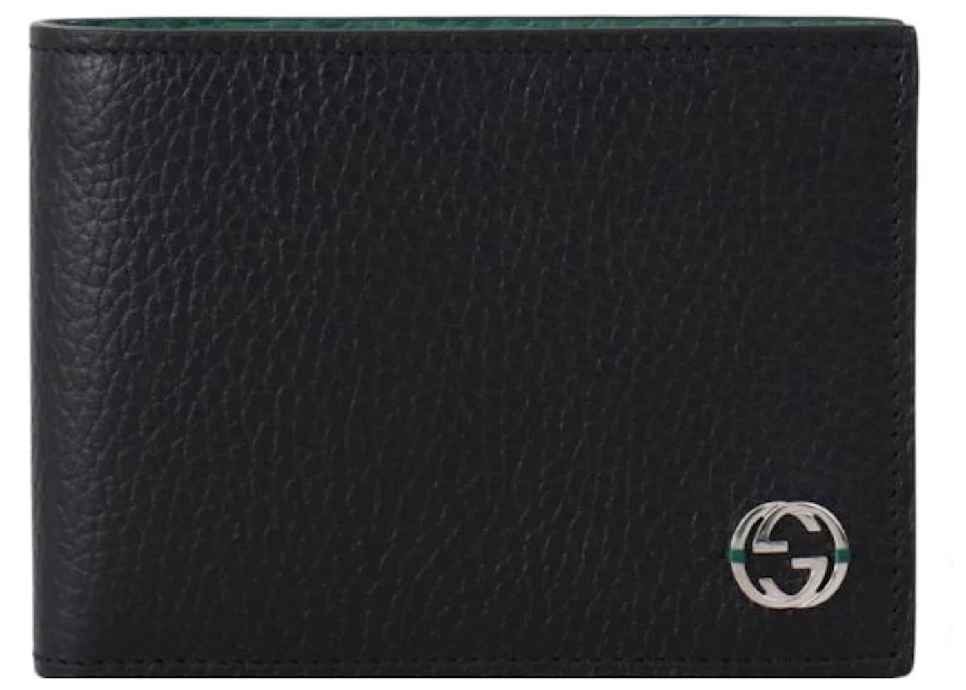 Gucci Interlocked GG Bifold Wallet 6 Card Slot Black/Green - vue 360
