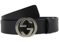 Gucci Interlocking G Belt Palladium Buckle Black