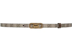 Gucci Interlocking G Buckle Thin Belt Beige Ebony - vue 360