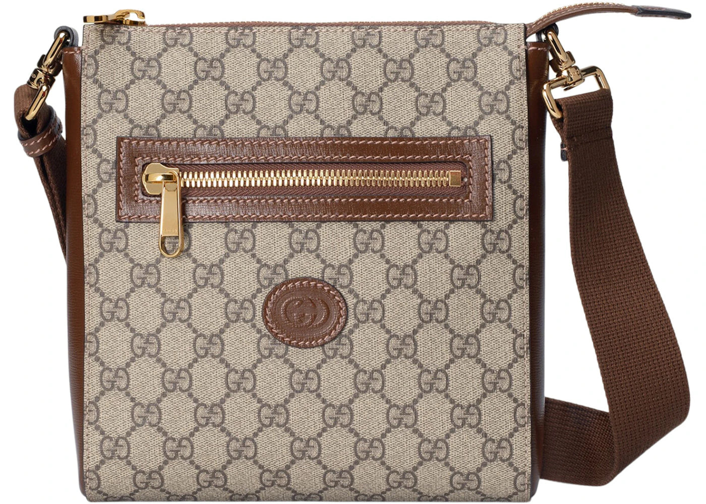 Gucci Interlocking G Messenger Bag GG Supreme Canvas Beige/Ebony - vue 360