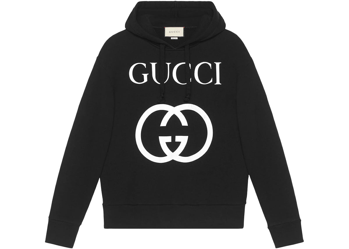 Gucci Interlocking G Oversize Fit Hoodie Black/White - vue 360