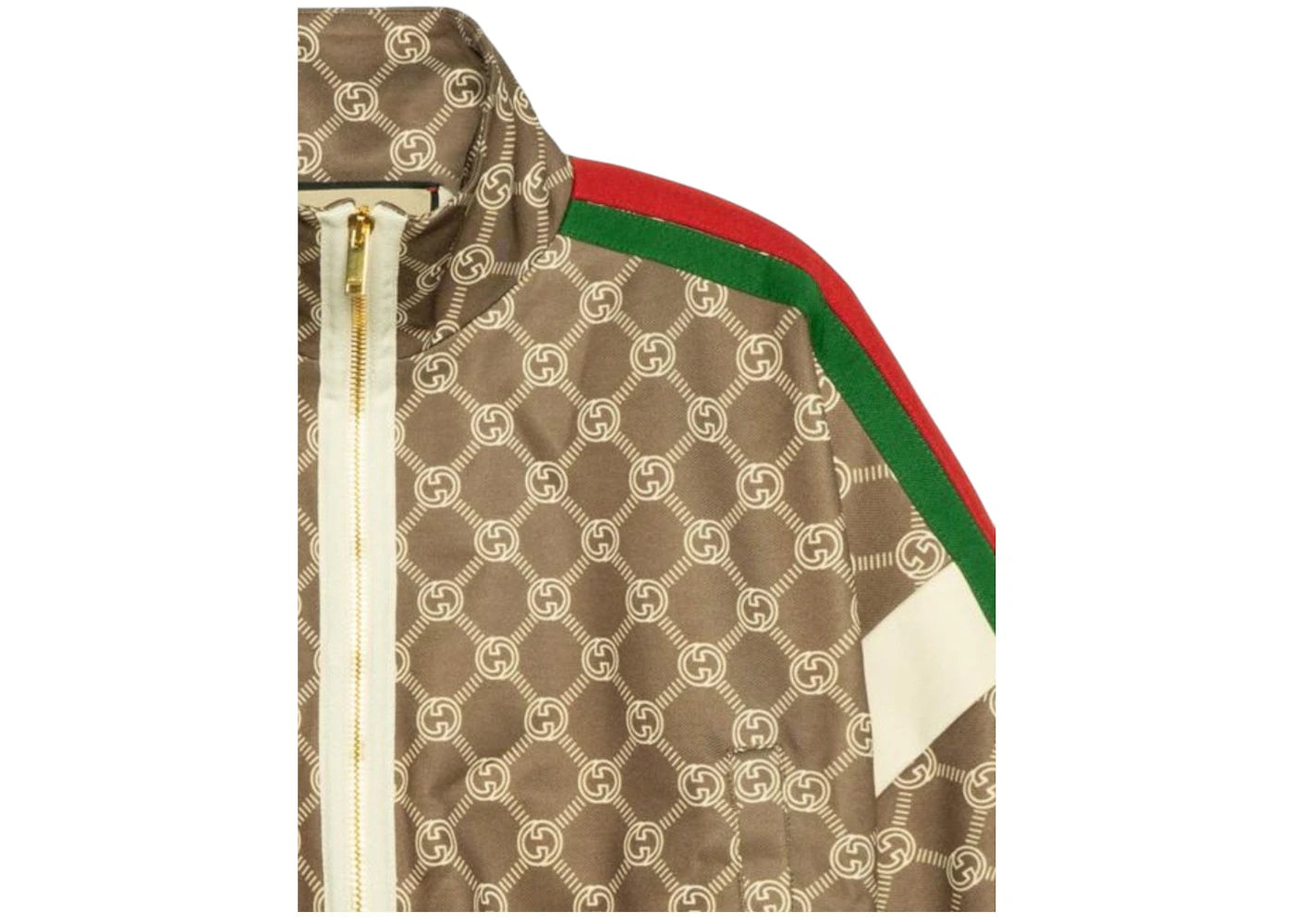 Gucci Interlocking G Zipper Jacket (Women's) Olive Green/Ivory - vue secondaire B