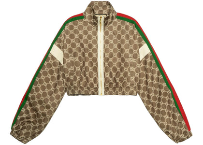 Gucci Interlocking G Zipper Jacket (Women's) Olive Green/Ivory - authentic Gucci apparel