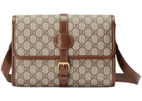 Gucci Messenger Bag mit GG-Logo, Beige/Ebenholz