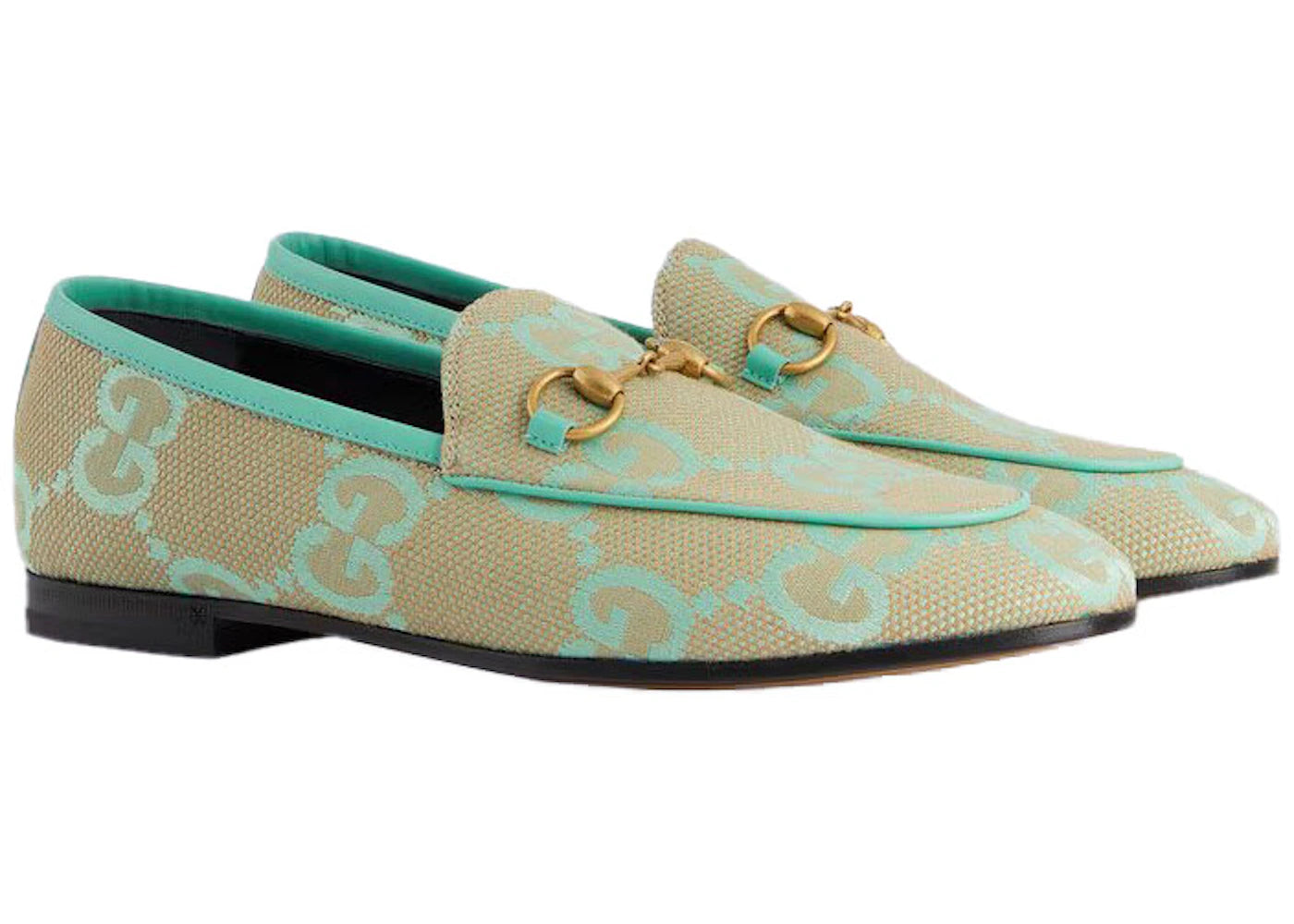 Gucci Jumbo GG Jordaan Loafer Beige Mint Green Canvas - vue secondaire B