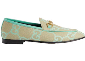 Gucci Jumbo GG Jordaan Loafer Beige Mint Green Canvas