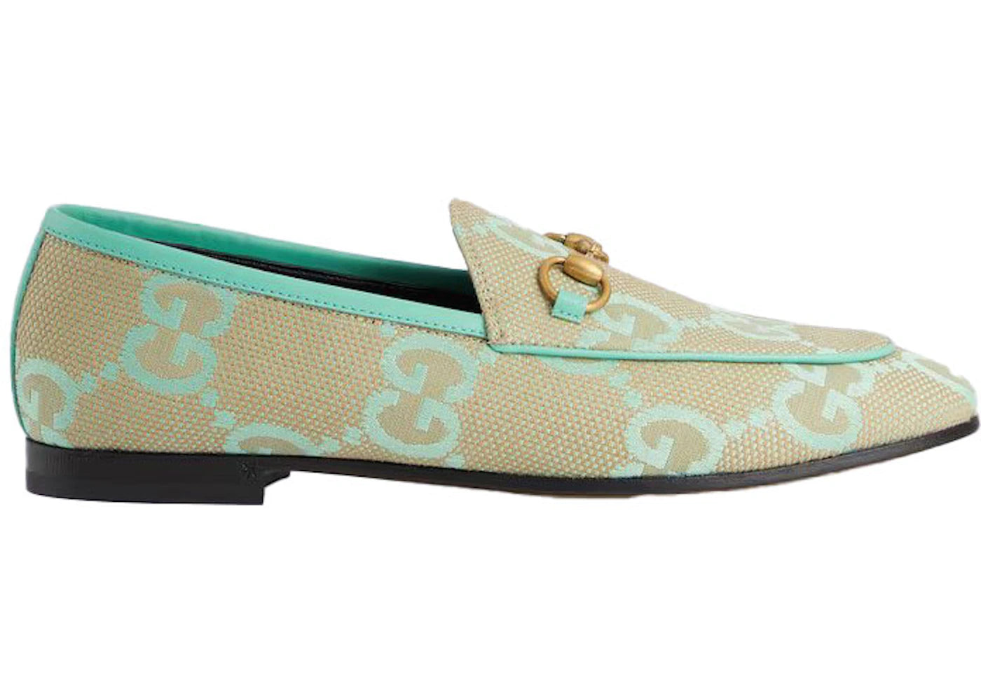 Gucci Jumbo GG Jordaan Loafer Beige Mint Green Canvas - vue secondaire A