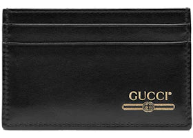 Gucci Leather Card Case with Gucci Logo (4 Card Slot) Black - vue 360
