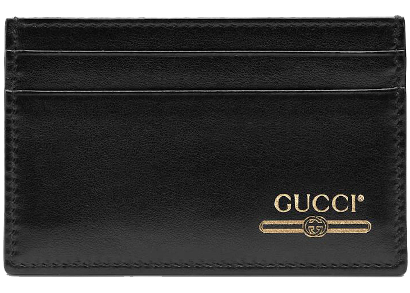 Gucci Leather Card Case with Gucci Logo (4 Card Slot) Black - vue secondaire A