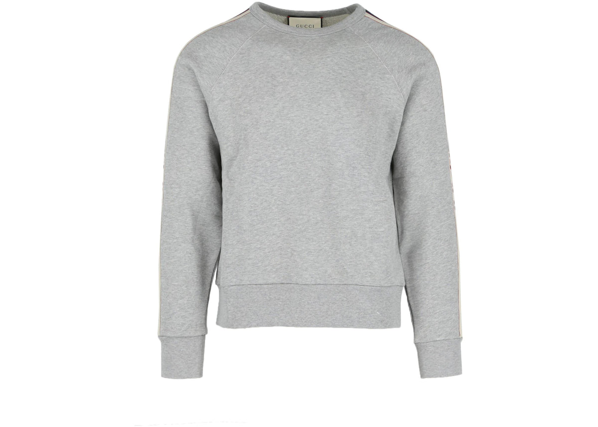 Gucci Logo Crewneck Sweatshirt Medium Grey/Milk Red - vue 360
