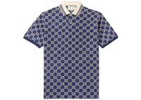 Gucci Logo-Embroidered Cotton Blend Polo Navy