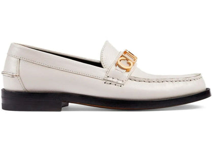 Gucci Logo Plaque Loafer White Leather (Women's) - authentic Gucci sneakers