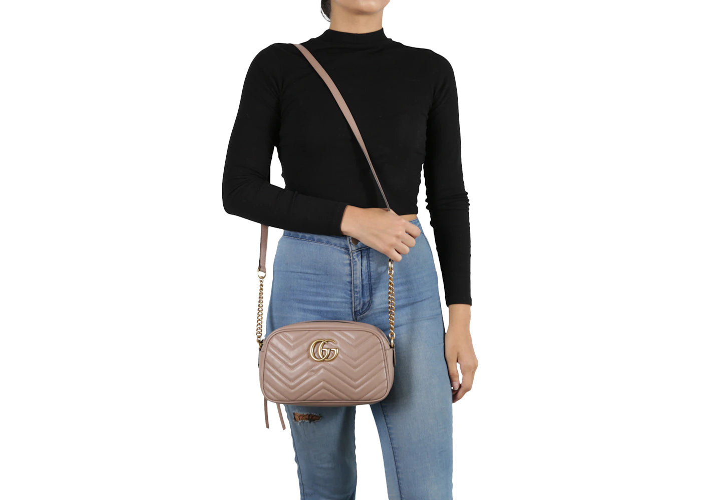 Gucci GG Marmont Camera Bag Matelasse Small Dusty Pink
