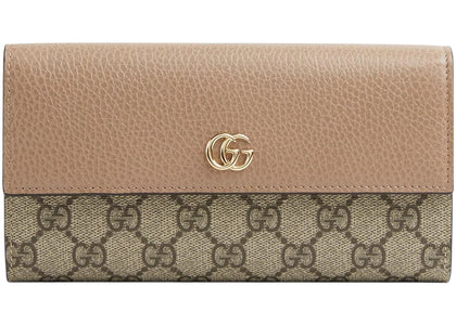 Gucci Marmont Double G Long Wallet Pink Beige - authentic Gucci product