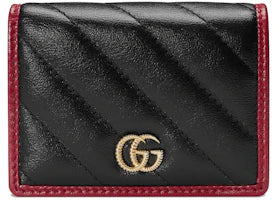 Gucci GG Marmont Card Case Wallet Diagonal Matelasse Black/Cerise - vue 360