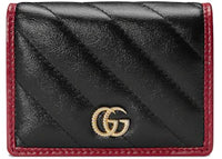 Gucci GG Marmont Card Case Wallet Diagonal Matelasse Black/Cerise