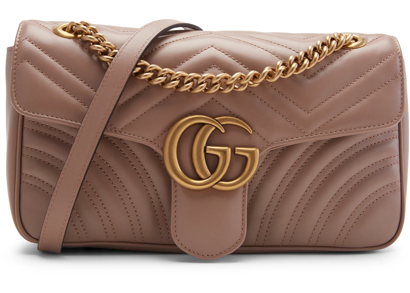 Gucci GG Marmont Kleine Matelassé-Tasche, Altrosa - vue 360