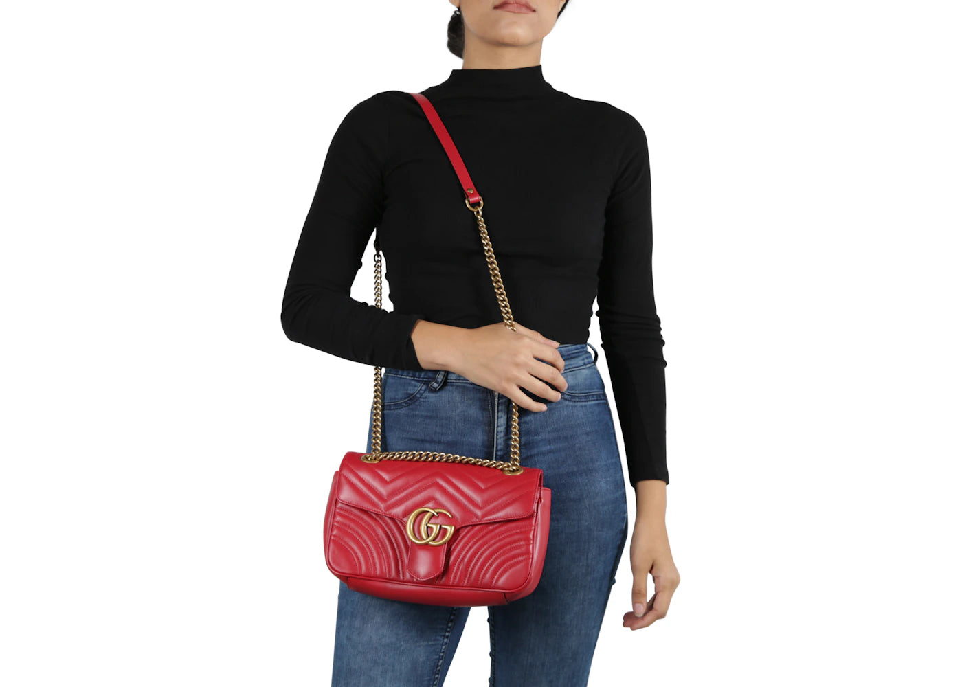 Gucci GG Marmont Small Matelasse Bag Hibiscus Red