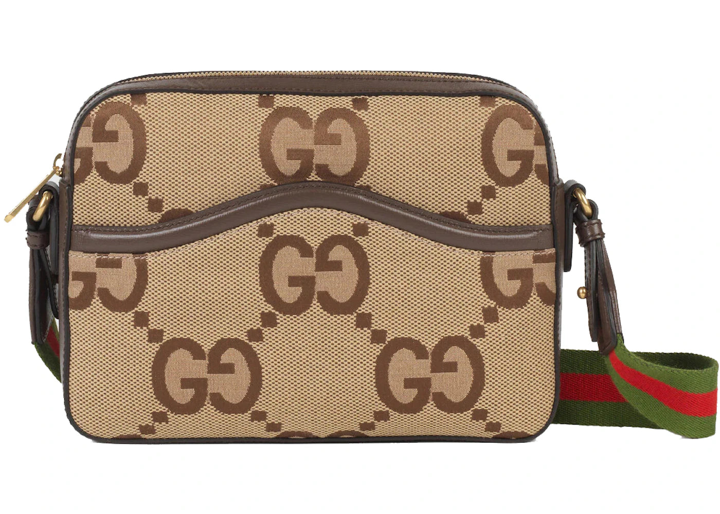 Gucci Messenger Bag mit Jumbo-GG-Logo in Kamel/Ebenholz - vue 360