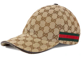 Gucci Original GG Canvas Baseball Hat with Web Beige/Brown - vue 360