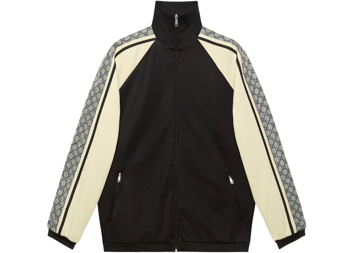 Gucci Oversize Technical Jersey Jacket Black/Ivory - vue 360