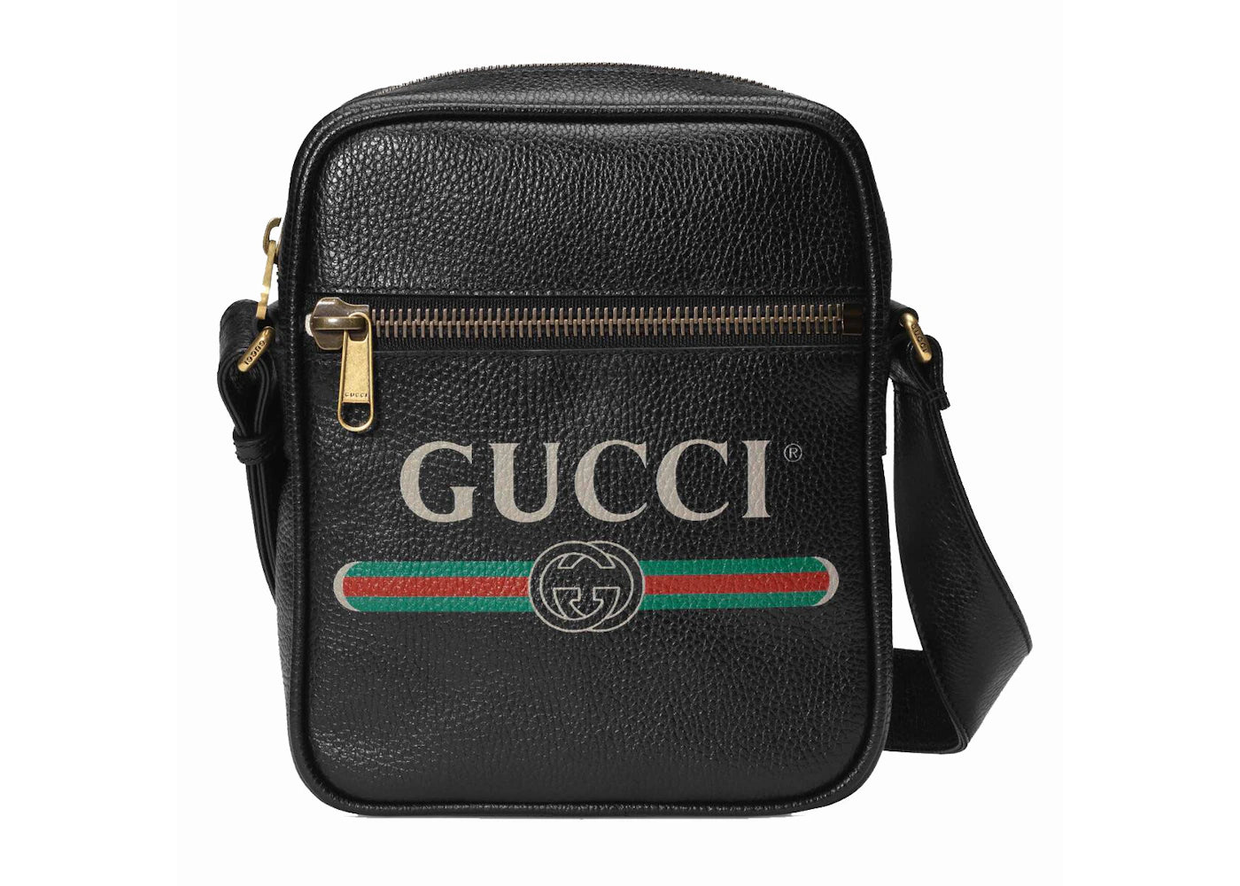 Gucci Print Messenger Bag Vintage Logo Black - vue 360