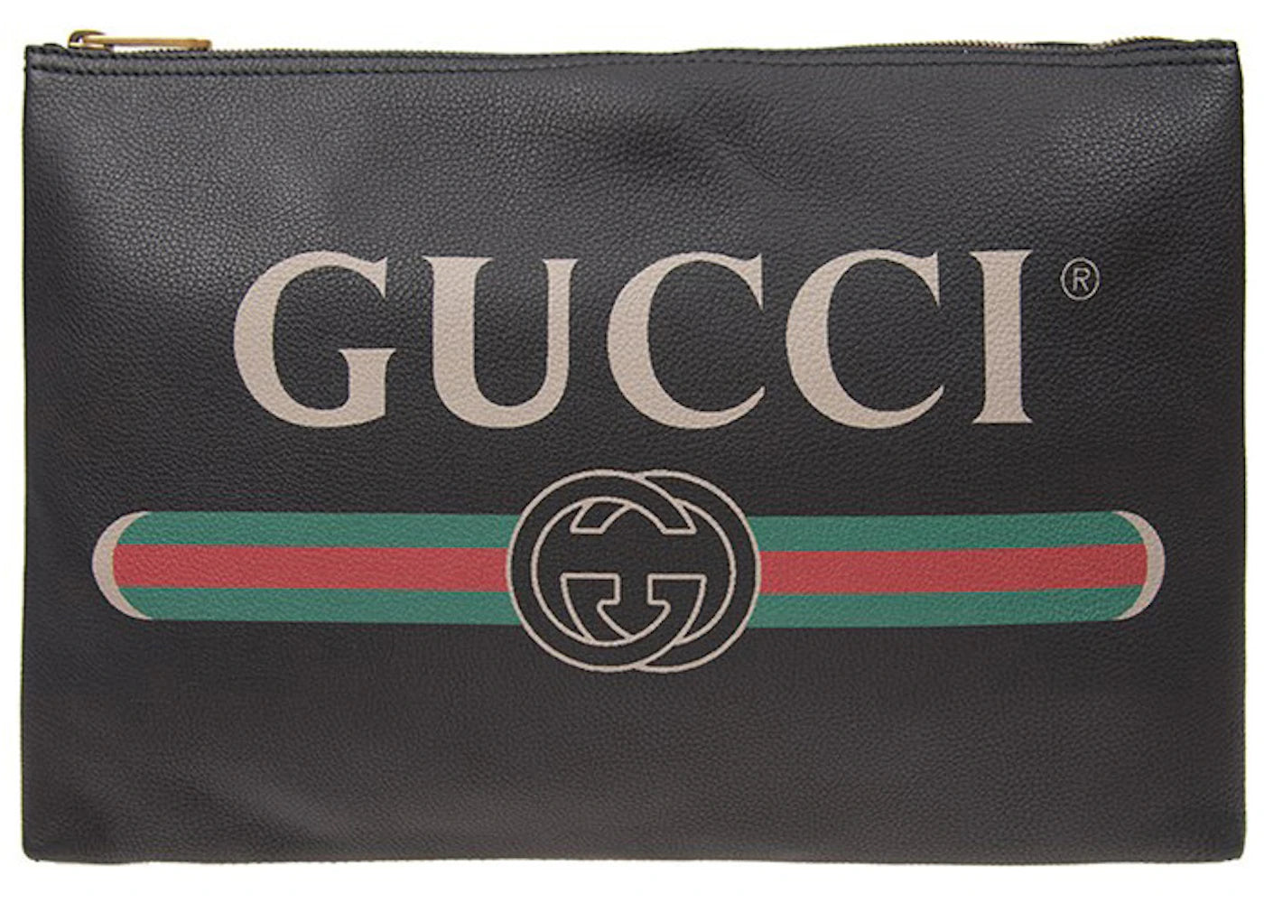 Gucci Portfolio aus Leder mit Print, groß, schwarz - vue 360