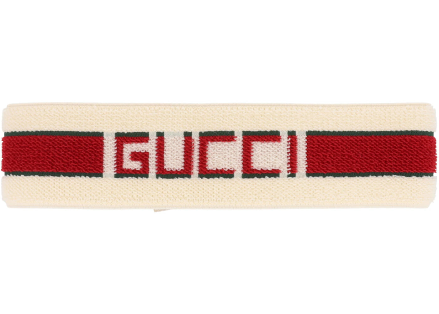 Gucci Queen Elastic Headband Ivory/Dark Green - vue 360