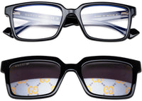 Gucci Rectangle Sunglasses Black Clip On Brown (GG1543S-001-54)