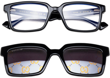 Gucci Rectangle Sunglasses Black Clip On Brown (GG1543S-001-54) - authentic Gucci product
