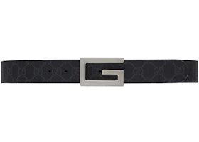 Gucci Reversible Belt with Square G Buckle GG Supreme Black - vue 360