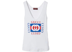 Gucci Rib Cotton Gucci Print Tank Top White - vue 360