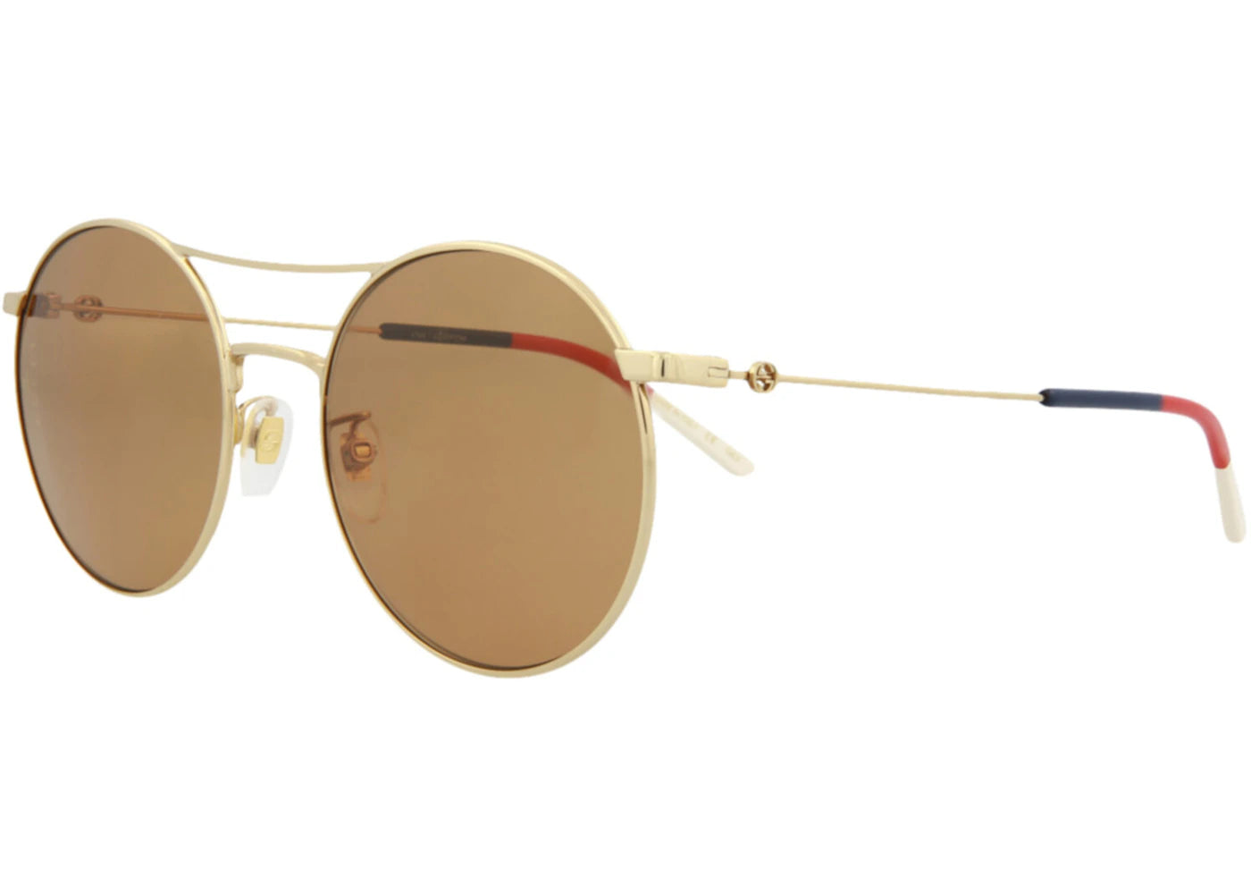 Gucci Round-Frame Metal Sunglasses Gold Gold Brown (GG0680S-30008569-003) - vue secondaire B