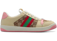 Gucci Screener Beige Dark Brown Pink GG Canvas Crystals (Women's)