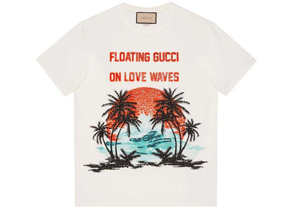 Gucci Sequinned Slogan-Print T-Shirt White - authentic Gucci apparel