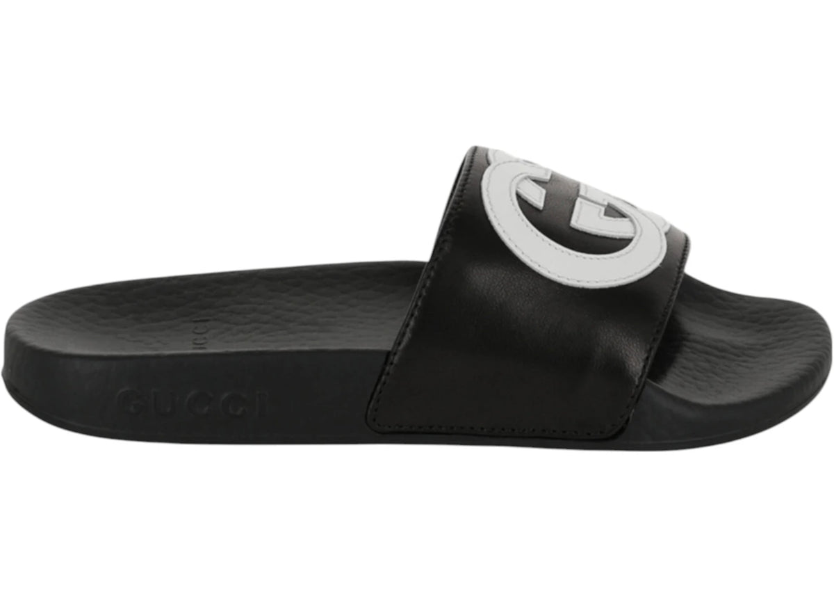 Gucci Slide Interlocking G Schwarz Weiß (Kinder) - vue 360