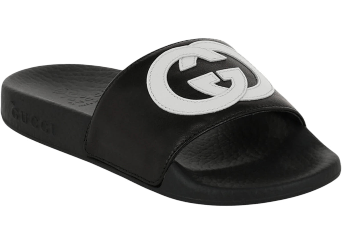 Gucci Slide Interlocking G Schwarz Weiß (Kinder) - vue secondaire A