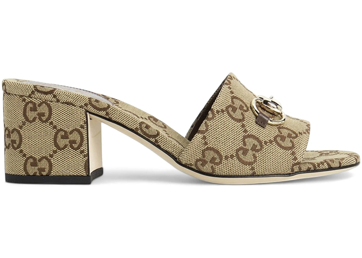Gucci Slide Sandal Camel Brown GG Canvas (Women's) - vue secondaire A