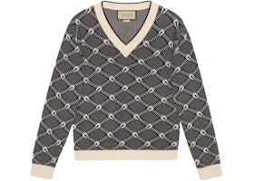Gucci Slim-Fit Patterned Sweater Black White - vue 360