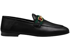 Gucci Slip On Loafer with Web Black Leather - authentic Gucci sneakers