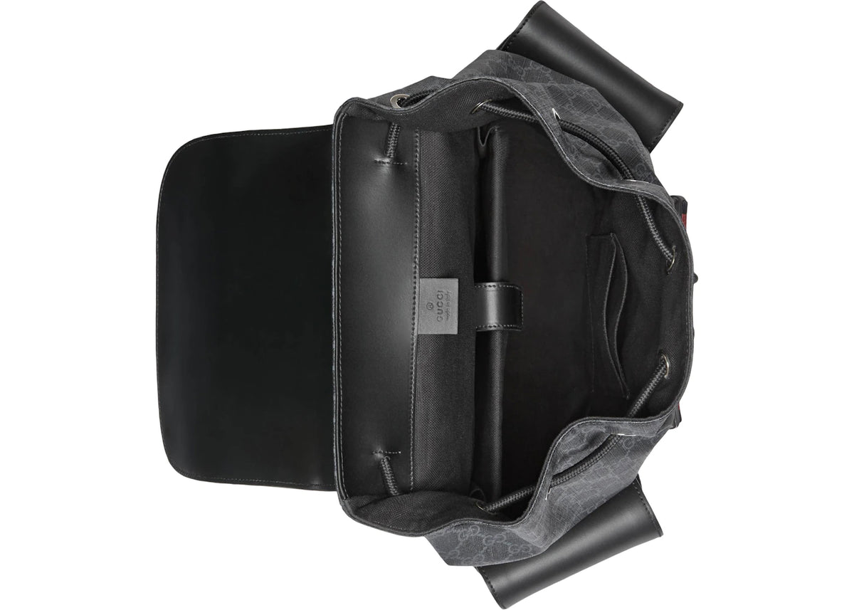 Gucci Soft Backpack GG Supreme Blue/Red Web Black/Grey - vue secondaire B