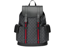 Gucci Soft Backpack GG Supreme Blue/Red Web Black/Grey - vue 360