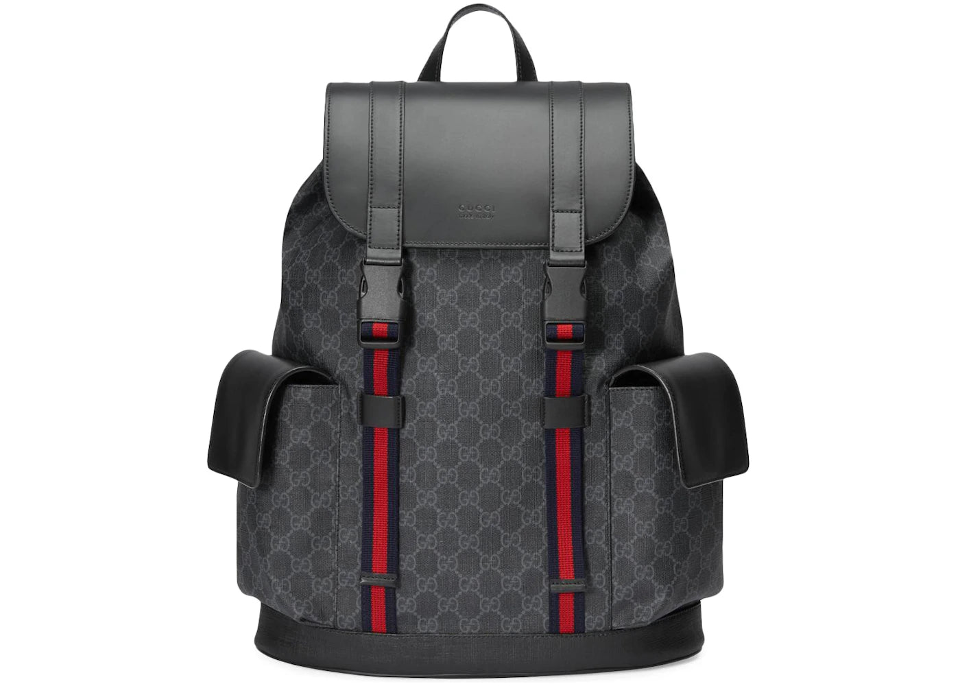 Gucci Soft Backpack GG Supreme Blue/Red Web Black/Grey - vue secondaire A