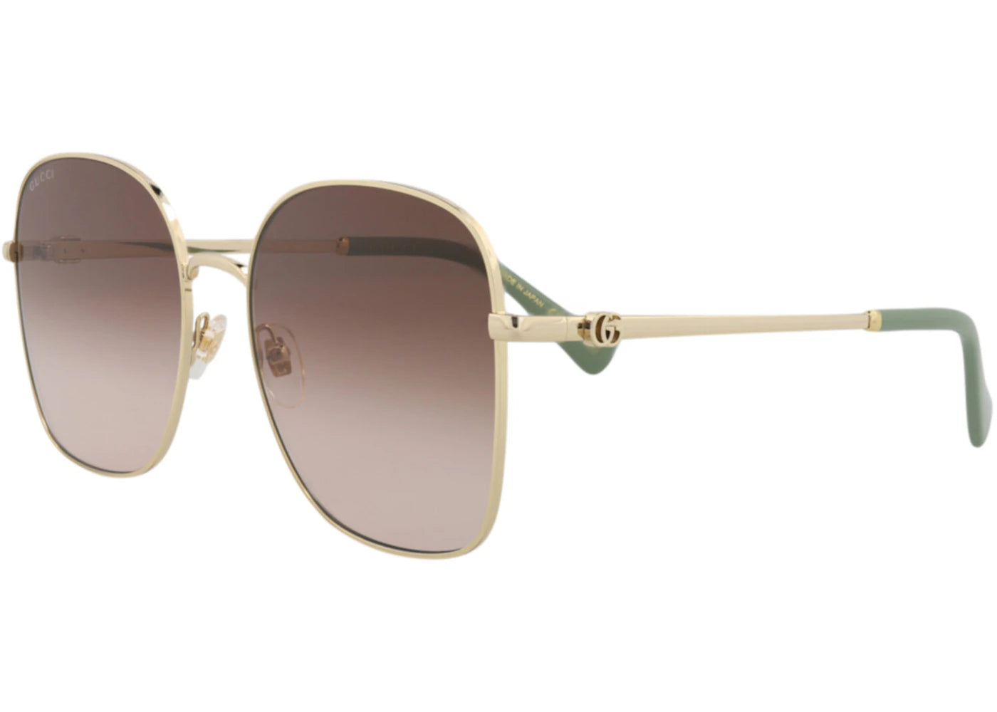 Gucci Square-Frame Metal Sunglasses Gold Gold Brown (GG1143S-30012737-002) - vue secondaire B