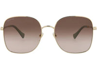 Gucci Square-Frame Metal Sunglasses Gold Gold Brown (GG1143S-30012737-002)