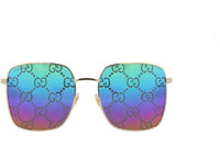 Gucci Square-Frame Metal Sunglasses Gold Gold Multicolor (GG0802S-30009504-004)